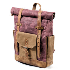 Cool Canvas Leather Mens Large Waterproof Travel Backpack Green Computer Hiking Backpack for Men - iwalletsmen