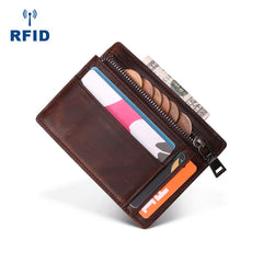 Cool Leather RFID Slim Zipper Wallet billfold Small Wallet Front Pocket Wallet Card Wallets For Men - iwalletsmen