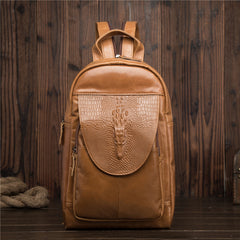 Cool Brown Leather Men's Sling Bag One Shoulder Backpack Black Sling Crossbody Pack For Men - iwalletsmen