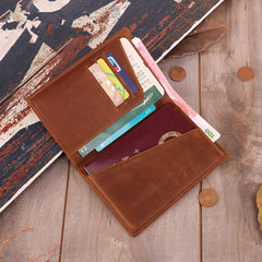 Slim Black RFID Men's Leather Bifold Dark Brown Passport Wallet Travel Wallet Ticket Wallet For Men - iwalletsmen