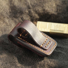 Dark Coffee Handmade Leather Mens Dunhill Lighter Case Cool Lighter Holders For Men - iwalletsmen