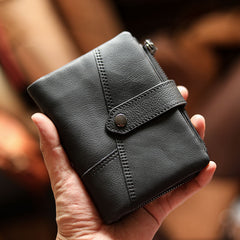 Cool Brown Leather Mens billfold Wallet Bifold SMall Wallet Black Front Pocket Wallet For Men - iwalletsmen
