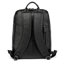 Black Leather Men's 14 inches Computer Backpack Large Travel Backpack Black Large College Backpack For Men - iwalletsmen