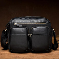 Cool Brown Leather Mens Small Courier Bag Messenger Bag Black Side Bag Postman Bag for Men - iwalletsmen