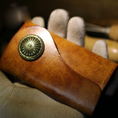 Handmade Leather Mens Cool Key Wallet Car Key Holder Car Key Case for Camel Men - iwalletsmen