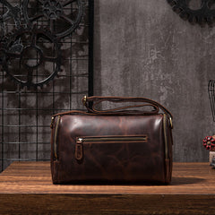 Cool Leather Small Mens Barrel Side Bag Bucket Shoulder Bag Messenger Bag for Men - iwalletsmen