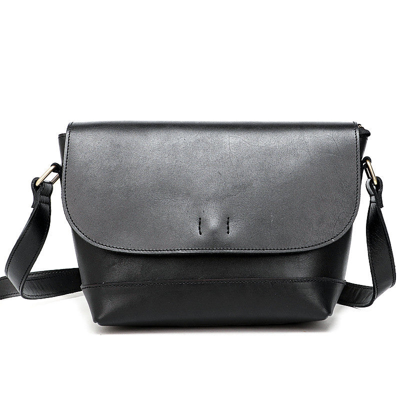 Casual Small Leather Mens Black Side Bag Brown Postman Bag Messenger Bag For Men - iwalletsmen