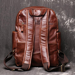 Brown Leather Men's 15 inches Computer Backpack Travel Backpack Brown Laptop College Backpack For Men - iwalletsmen
