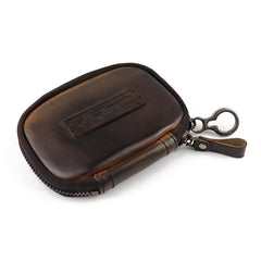 Cool Black Leather Men's Key Wallet Zipper Car Key Holder Card Wallet For Men - iwalletsmen