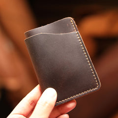 Handmade Dark Brown Leather Mens Card Holder Tan Card Holder Small Card Case For Men - iwalletsmen