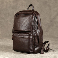 Genuine Leather Mens Cool Backpack Sling Bag Large Coffee Travel Bag Hiking Bag for men