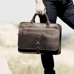 Genuine Leather Mens Cool Messenger Bag Briefcase Work Bag Business Bag for men