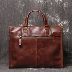 Coffee Leather Mens 14 inches Laptop Briefcase Brown Work Handbag Business Bag For Men