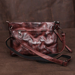 Tan Leather Mens Wristlet Bag Clutch Wrinkled Slim Messenger Bag Side Bag for Men