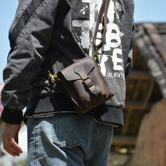 LEATHER MEN Belt Pouch Brown Phone Belt Bag Waist BAG Small Side Bag FOR MEN