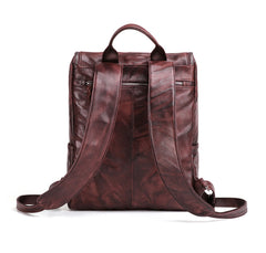 Handmade Cool Leather Men's Backpack Travel Backpack 14inch Computer Backpack For Men - iwalletsmen