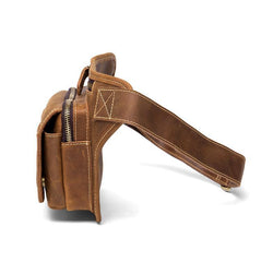 Cool Brown Leather Fanny Pack Mens Waist Bags Hip Pack Belt Bag Bumbags for Men - iwalletsmen