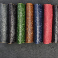 Handmade Leather Floral Mens Cool Travel Long Wallet Card Holder Card Slim Clutch Wallets for Men