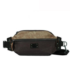 Casual Black Canvas Leather Fanny Pack Men's Chest Bag Hip Bag Waist Bags For Men - iwalletsmen