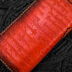 Handmade Leather Tibetan Mens Chain Biker Wallet Cool Leather Wallet Long Clutch Wallets for Men