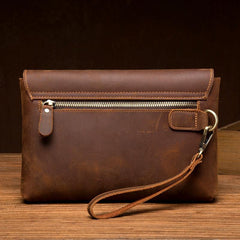 Brown Vintage Mens long Wallet Large Wristlet Wallet Cool Clutch Wallet Envelope Wallet for Men - iwalletsmen