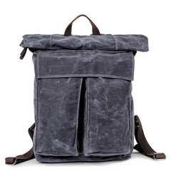 Cool Waxed Canvas Mens Waterproof 15.6'' Travel Backpack Hiking Backpack for Men - iwalletsmen
