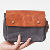 Canvas Leather Belt Pouch Fanny Pack Waist Bag for Men - Top View