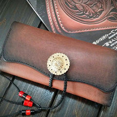 Handmade Leather Mens Clutch Wallet Cool Wallet Long Wallets for Men Women