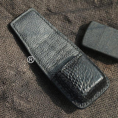 Cool Handmade Black Leather Mens Zippo Lighter Cover Classic Zippo Lighter Holder For Men - iwalletsmen