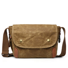 Cool Waxed Canvas Leather Mens Casual Messenger Bag Small Postman Bag Side Bag For Men - iwalletsmen