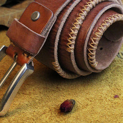 Handmade Genuine Leather Mens Leather Men Brown Black Belt for Men Cool Leather Belt