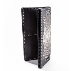 Cool Black Snakeskin Leather Mens Long Wallet Handmade Bifold Long Wallet For Men - iwalletsmen