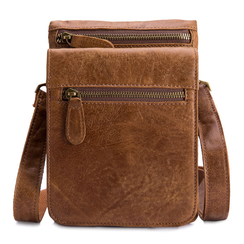 Cool Brown Leather Mens Small Shoulder Bag Belt Pouch Belt Bag For Men - iwalletsmen