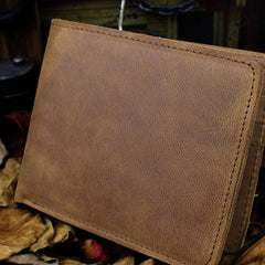 Handmade Leather Mens Cool Slim Leather Wallet Men billfold Wallets Bifold for Men