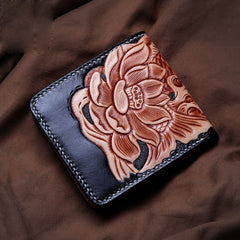 Handmade Leather Carp Tooled Mens billfold Wallet Cool Leather Wallet Slim Wallet for Men