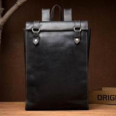 Fashion Brown Mens Leather 15-inch Black Computer Backpack Brown Travel Backpacks School Satchel Backpacks for men - iwalletsmen