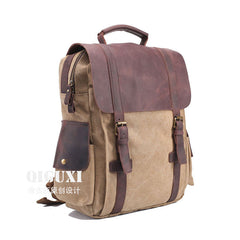 Mens Canvas Leather Backpack Canvas Hiking Backpack Canvas Travel Backpack for Men - iwalletsmen