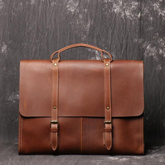 Casual Leather Men's Brown Professional Briefcase 15‘’ Laptop Handbag Business Bag For Men - iwalletsmen