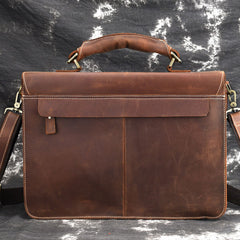 Leather Men Vintage Briefcase Laptop 15inch Handbags Shoulder Bags Work Bag For Men - iwalletsmen