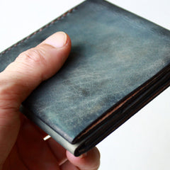 Handmade Vintage Leather Mens Small Bifold Wallet Cool billfold Wallet for Men - iwalletsmen