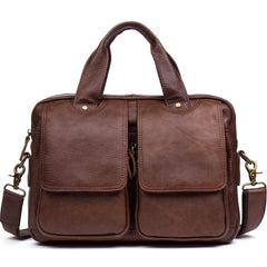 Tan Leather Mens 13 inches Briefcase Laptop Bag Coffee Business Bags Work Side Bag for Men - iwalletsmen