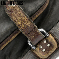Fashion Black Canvas Leather Mens Casual Side Bag Gray Messenger Bags Casual Courier Bags for Men - iwalletsmen