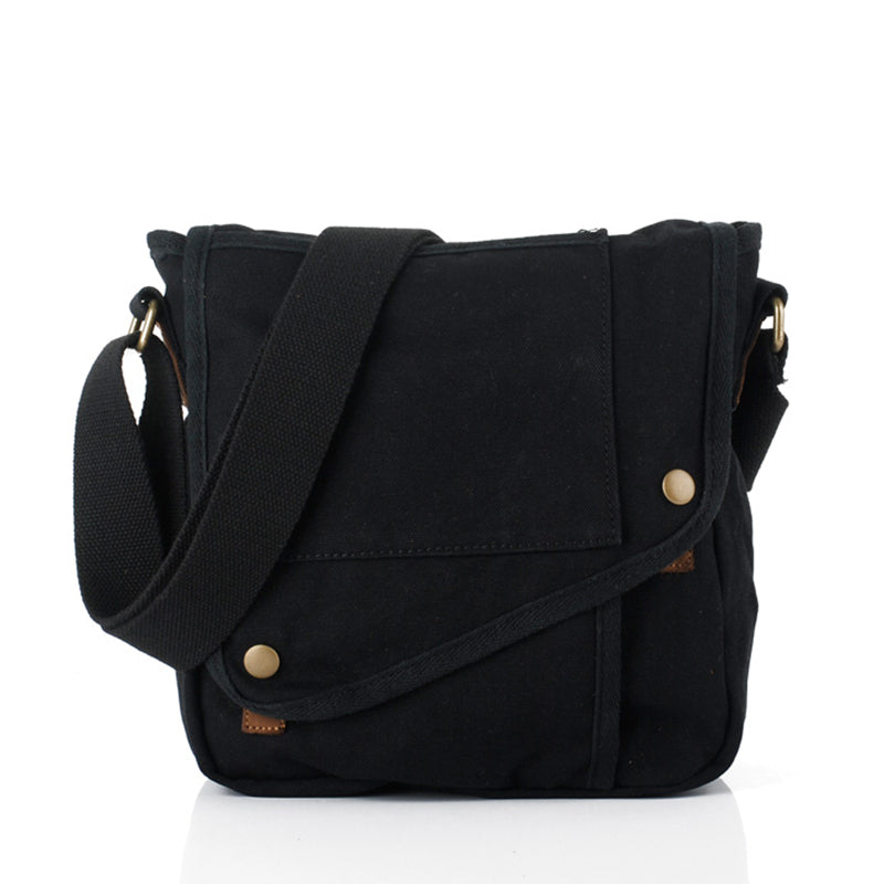 Khaki CANVAS Small MENS Black Vertical Shoulder Bag Messenger Bag Side Bag For Men - iwalletsmen