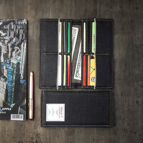 Cool Denim Mens Long Wallet Bifold Jean SLim Long Wallets For Men - iwalletsmen