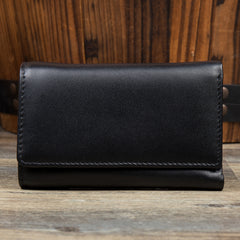 Black Cool Leather Mens Card Holder Trifold Key Wallet Key Holder For Men - iwalletsmen