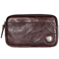 Cool Black Leather Mens Long Wallets Large Zipper Clutch Wallet Coffee Wristlet Clutch Vintage Clutch Purse For Men - iwalletsmen