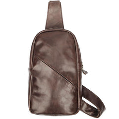 Vintage Dark Brown Leather Mens Chest Bag Black Sling Bag Sling Pack For Men - iwalletsmen