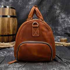 Cool Brown Leather Mens 19'' Overnight Bag Duffle Bag Travel Bag Large Weekender Bag for Men - iwalletsmen