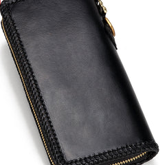 Handmade Leather Mens Chain Biker Wallet Cool Leather Wallet Long Phone Wallets for Men