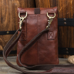 Brown Cool Leather Mens Belt Pouch Bag Mini Messenger Bag Side Bag Waist Bag for Men - iwalletsmen